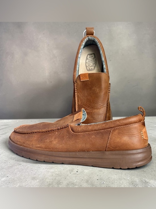 Hey Dude Other - Hey Dude Wally Grip Moc Craft Leather Shoes Men Sz 15 Brown Slip On Comfort EUC